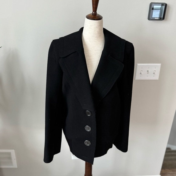 Vintage! Y2K Marc Jacobs Three Button Exaggerated Collar Bomber Pea Wool Coat - Picture 10 of 10